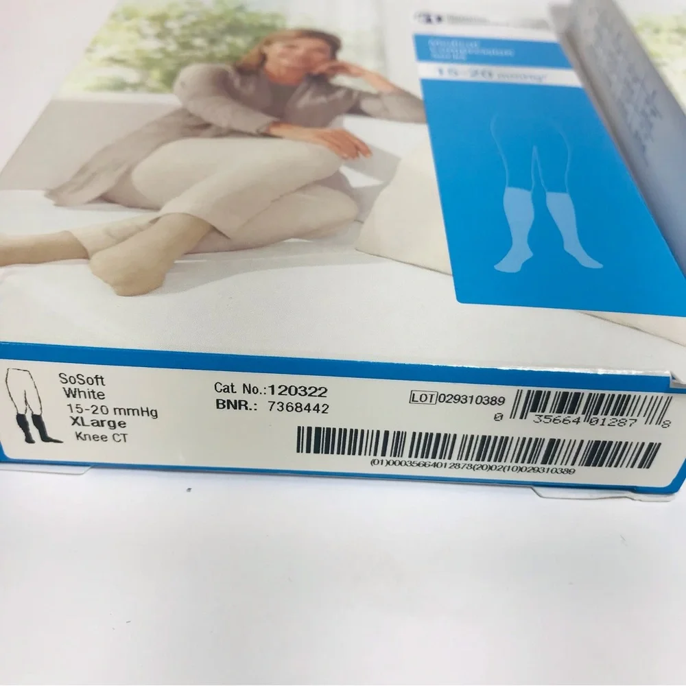 Jobst 2 Pair SoSoft White 15-20 mmHg XL Knee High Compression Socks NWT
